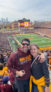 Jennifer attended University of Minnesota Golden Gophers - NCAA Football vs Maryland Terrapins on Oct 26th 2024 via VetTix 